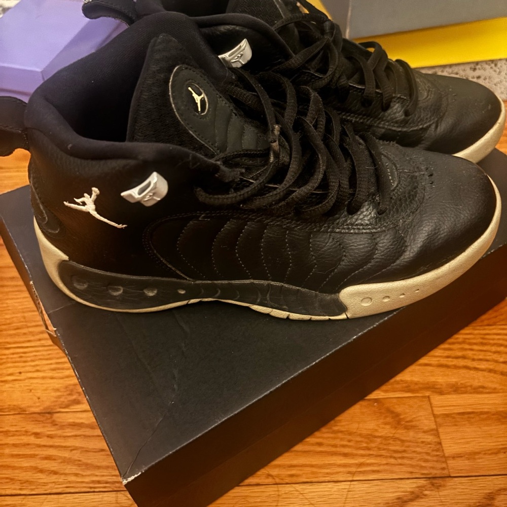 Jordan Black and Cream High-Top Sneakers